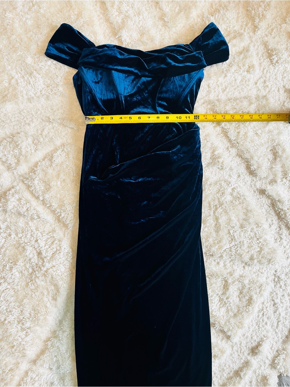 Line & Dot DuJour Gown Blue Velvet Size M - Picture 8 of 13